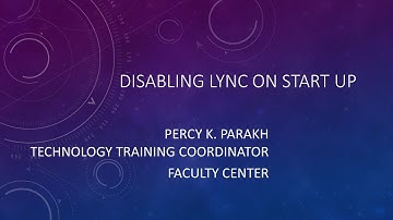 Disabling Lync on Boot up