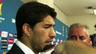Uruguay forward luis suarez says there is "no need to make a story"
out of the incident which he appeared bite italy defender giorgio
chiellini on sho...