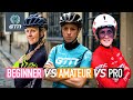 TT Battle: Can A Novice Triathlete Fend Off A Pro? | Beginner vs Amateur vs Pro: Bike Edition