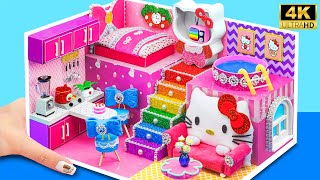 DIY HELLO KITTY House: Pink, Adorable, and Rainbow Staircase Included! | Miniature World