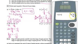 Algebra 1: 2.3 Solving More Complex Equations