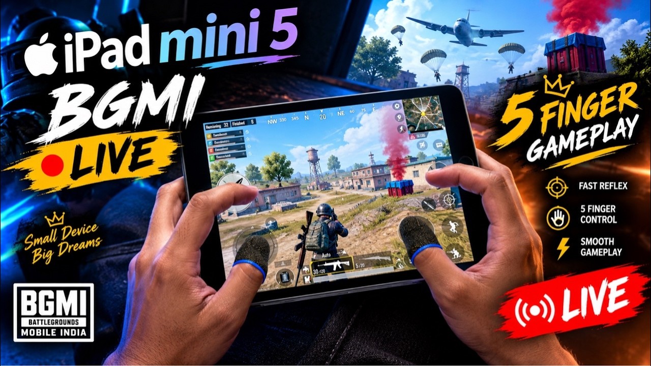 🔥 iPad mini 5 BGMI LIVE 🎮 | 5 Finger Claw Gameplay 🔥 | BGMI Live Stream ...