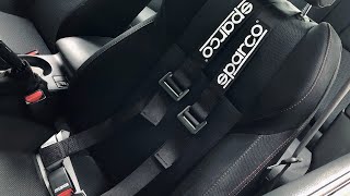 Black Sparco Racing Street 3 Point Bolt-In 2" Seat Belt Harness 