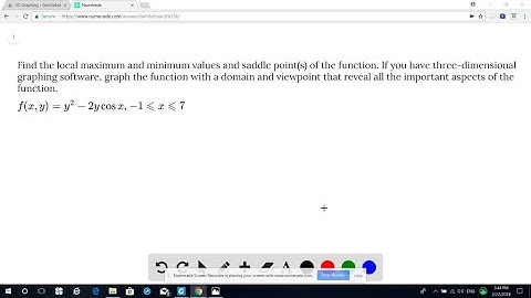 Find the local maximum and minimum values and saddle point(s) of the function. If you have three-di…