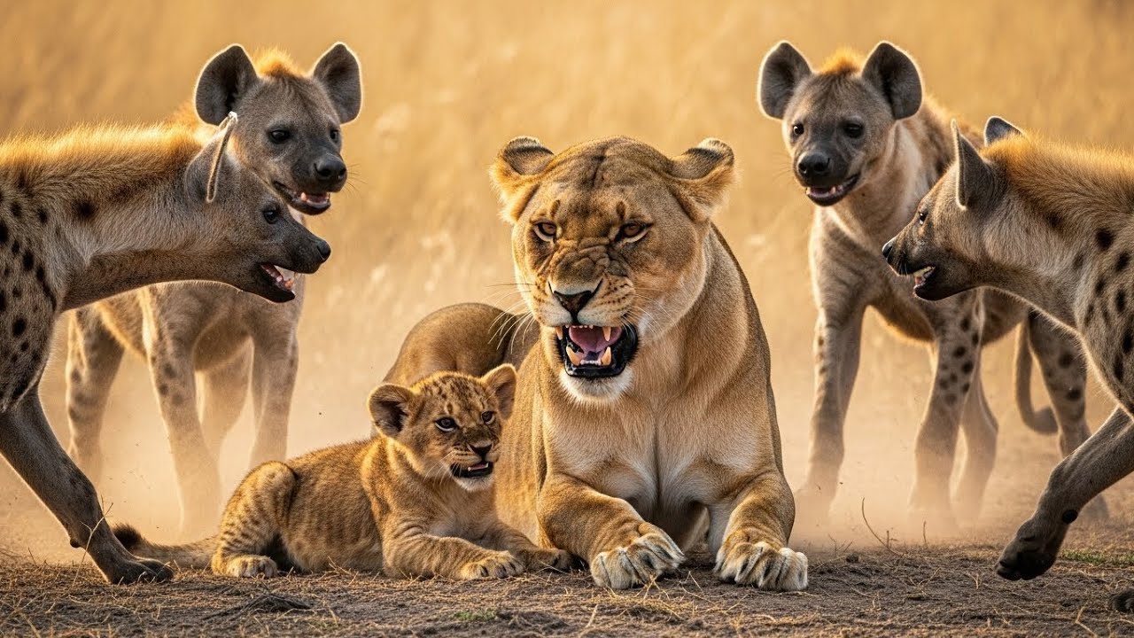 Lion Cub Surrounded by 5 Hyenas | Brave Mongoose Saves a Mother’s Last Hope