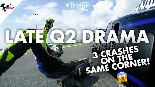 Rossi, Marquez & Quartararo Q2 crashes! | 2019 #ThaiGP