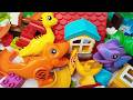 Satisfying Building Blocks ASMR Marble Run #88 Coaster House & Funny Dinosaurs Course live 27