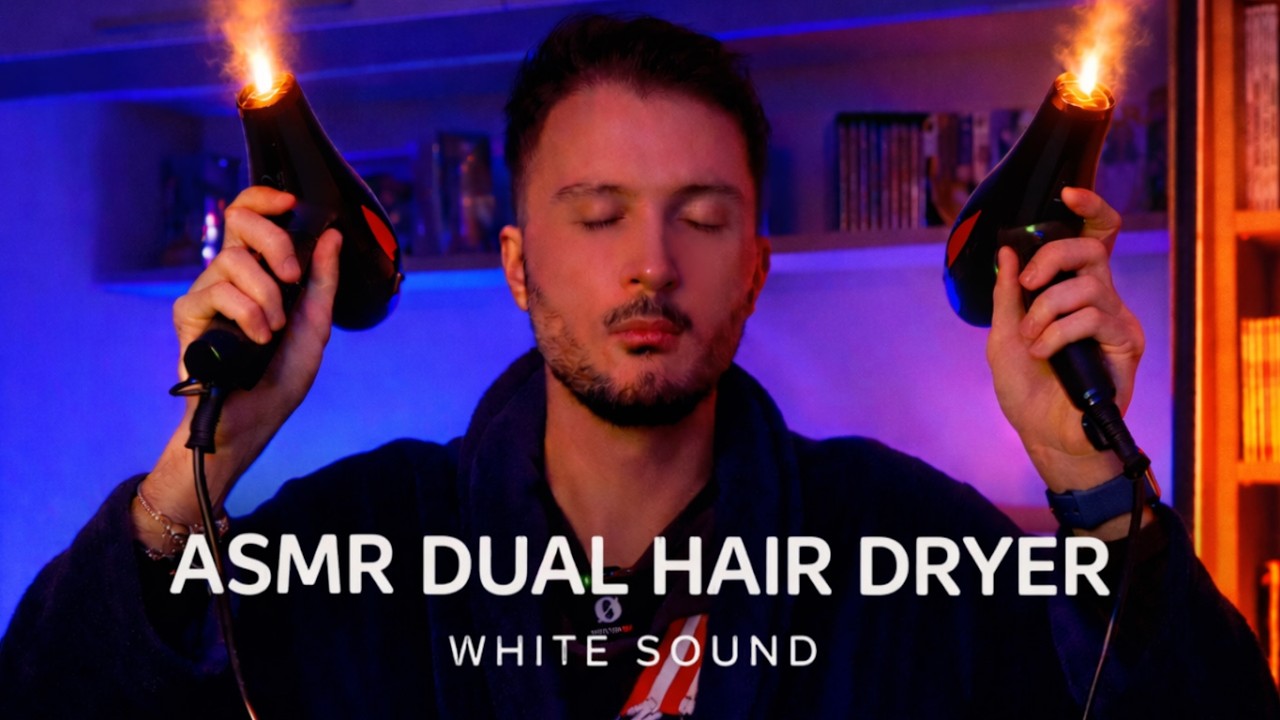 MASSAGGIO CEREBRALE con 2 PHON 💆‍♀️💆‍♂️ (ASMR 6H) 🎧💫 DOUBLE HAIR DRYER SOUND WHITE NOISE