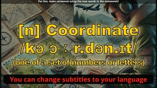 [n] Coordinate meaning (one of a set of numbers or letters) with 5 examples