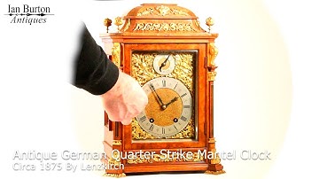 Antique German 1875 Quarter Strike Mantel Clock Running and Striking by Lenzkirch