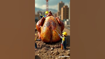 "AI-Generated Tiny Workers Cook a Giant Chicken! You Have to See This 🔥"