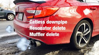 2018-2021 Honda Accord sport 1.5t loud exhaust catless downpipe resonator and muffler delete Catless Prl Downpipe Race Version On Honda Accord 2018 2019