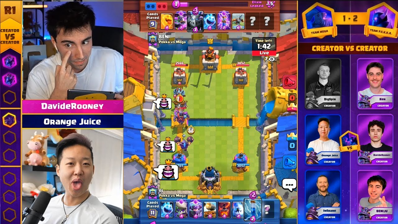 Orange Juice vs Beniju | TeamMEGA vs TeamPEKKA Clash Royale