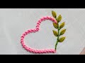 Simple Love Embroidery Design || Sewing Love With Leaves Embroidery Tutorial.  