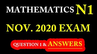 Mathematics N1 November 2020 Final Exam Question 1