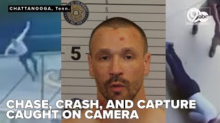 Dramatic video shows chase, crash, capture of suspect at naval center in Chattanooga