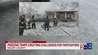 Freezing temperatures create challenges for firefighters in Maury County, TN