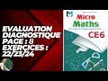MICRO MATHS 6ÈME ANNÉE PRIMAIRE. CE6.EVALUATION DIAGNOSTIQUE  PAGE 8