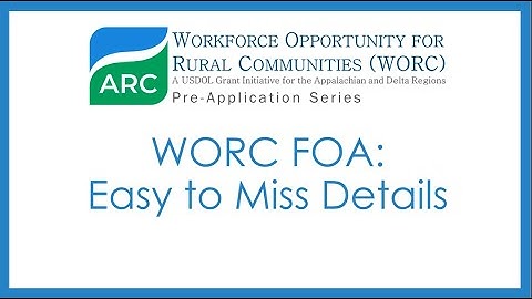 WORC Round 4 Pre-application Video 7: Easy to Miss Details