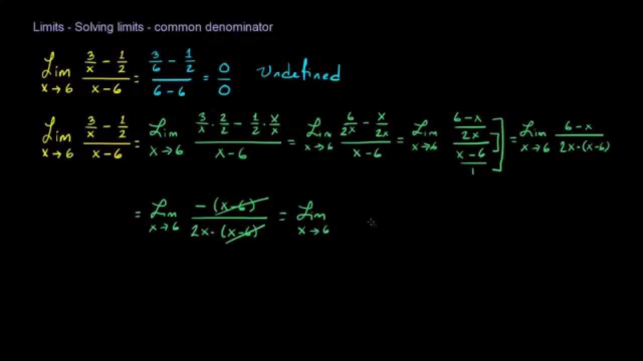 Limits - Solving Limits - Example03 - Using common denominator - YouTube