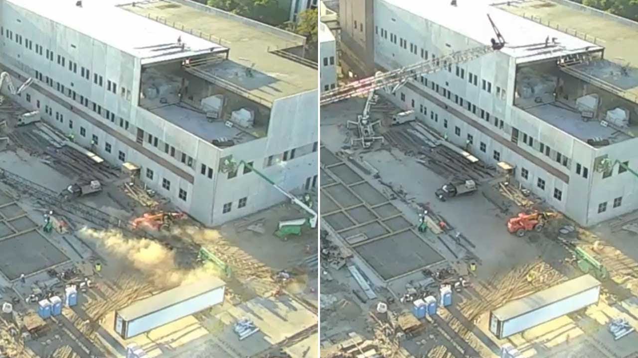 newspaper mockup Workers sent running for their lives as crane topples