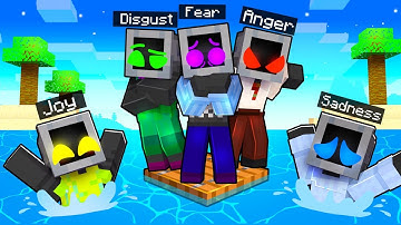 One Block Raft with EMOTIONS in Minecraft!