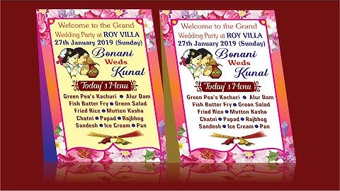 Wedding Menu Card Design | Coreldraw X7