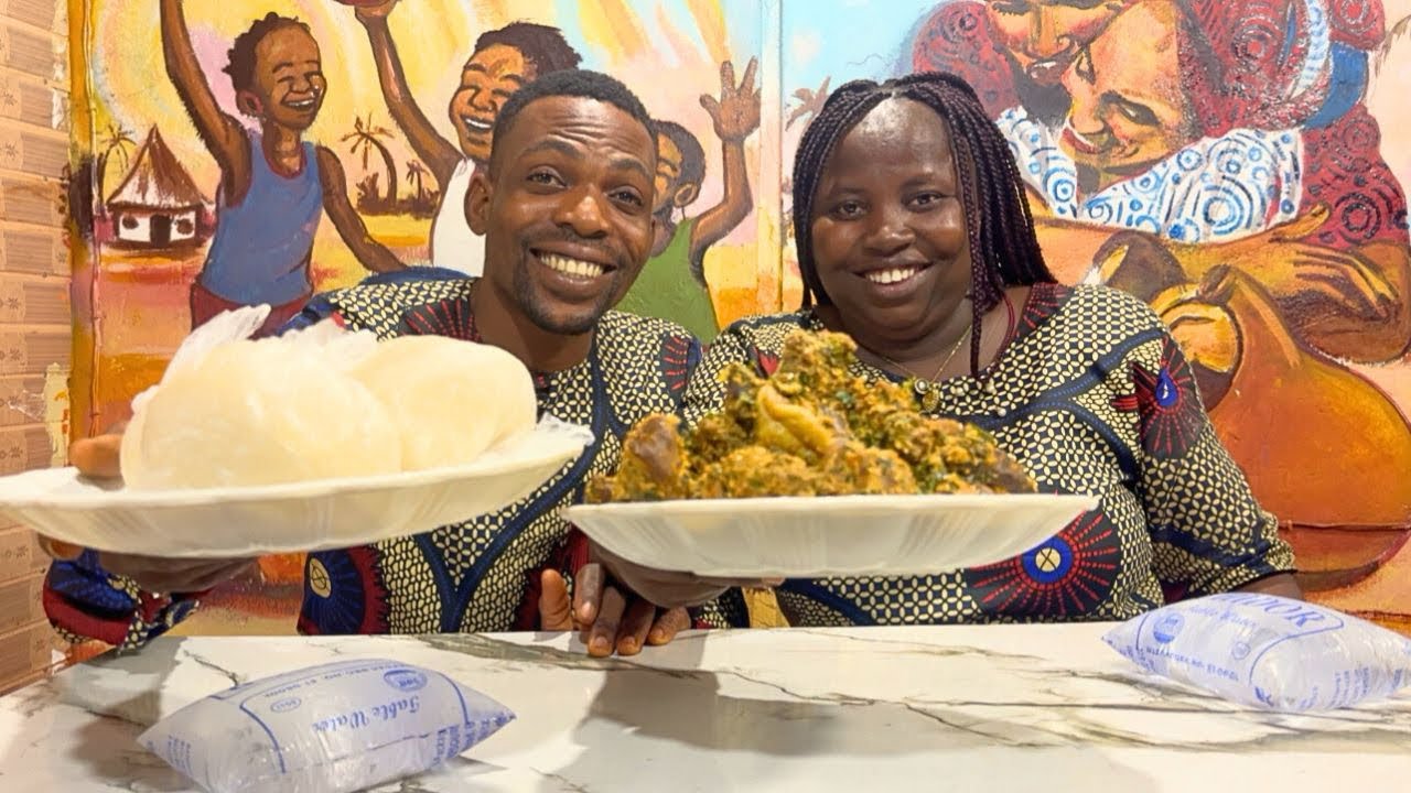 We cooked delicious Egusi Soup in our outdoor kitchen . 