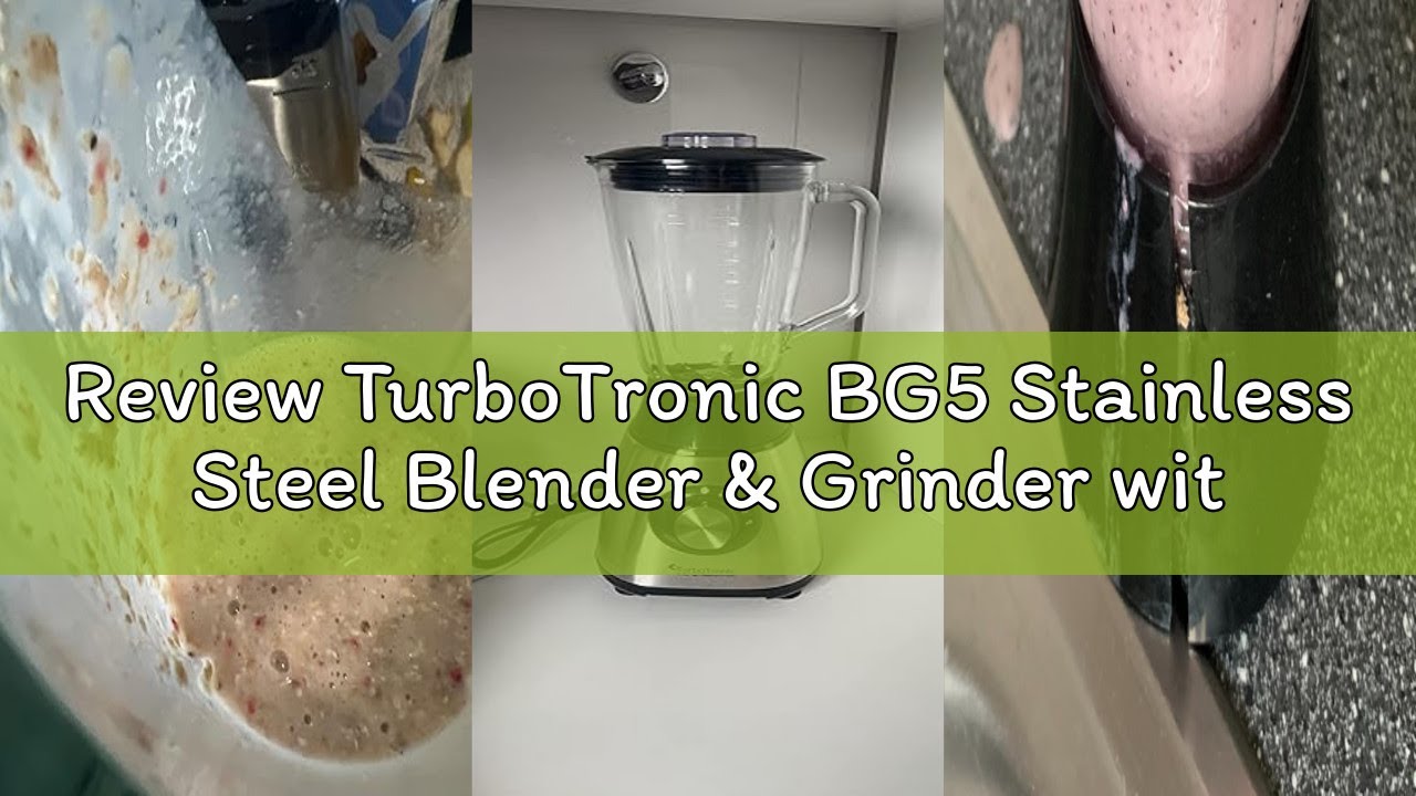 TurboTronic BG5 Stainless Steel Blender & Grinder with Glass Mixer Jar