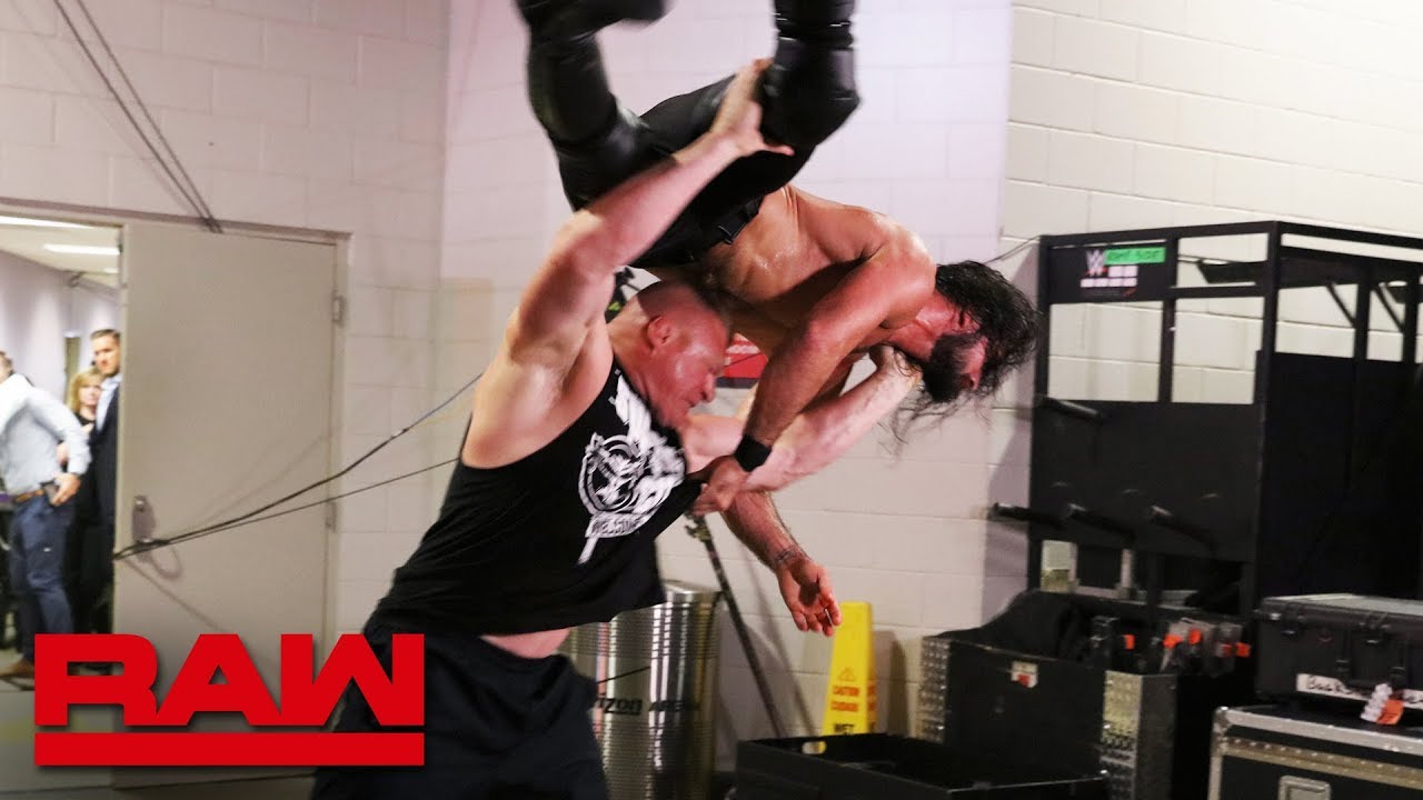 Brock Lesnar pummels an injured Seth Rollins Raw July 29 2019