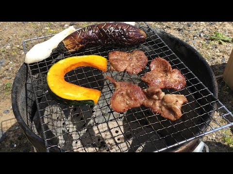 822円でペール缶でバーベキューコンロを作って焼肉してみた