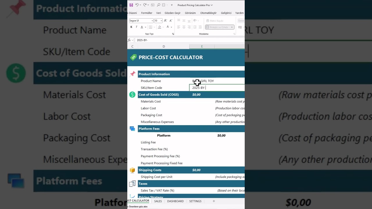 Price-Cost Calculator 