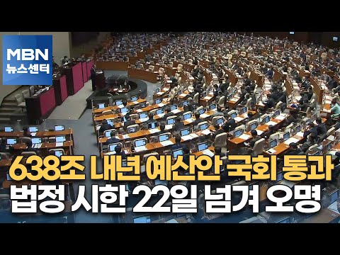 638조 내년 예산안 국회 통과…법정 시한 22일 넘겨 오명 [MBN 뉴스센터]