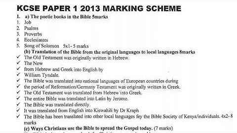 KCSE 2013 CRE PAPER 1 PART 1 | KCSE CRE Paper 1 Questions and Answers 2013 | CRE Paper 1 2013