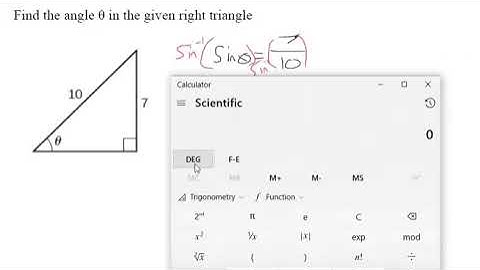 Find the angle θ in the given right triangle