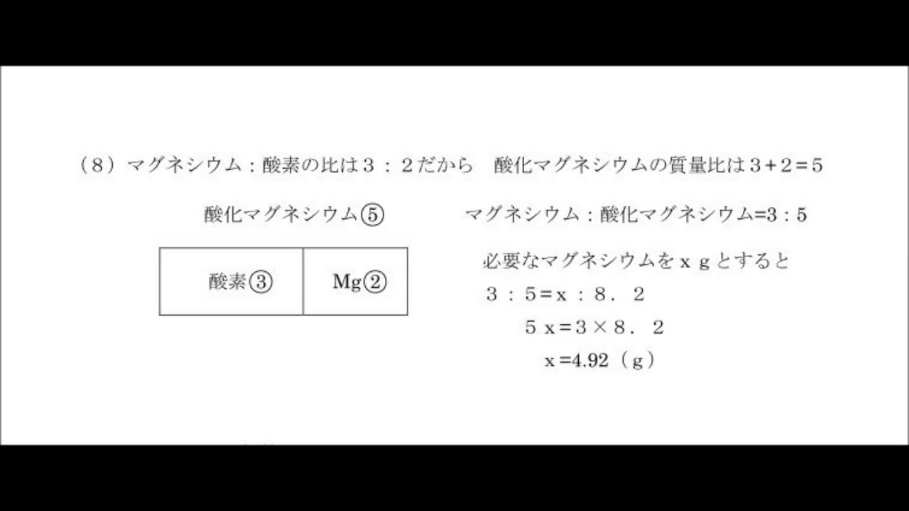 中学2年生1学期期末テスト対策理科 化学反応と計算 15062301 Youtube