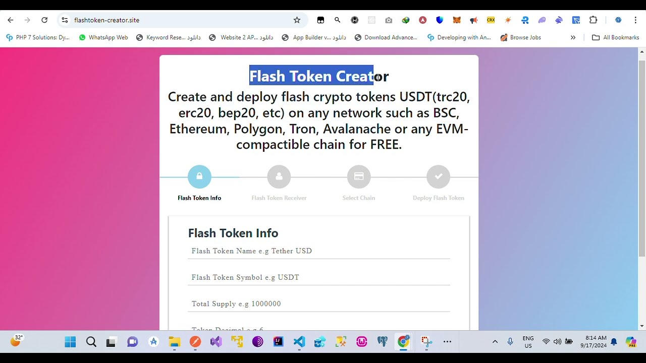 FLASH TOKEN CREATOR 2024 -  Create and deploy flash crypto tokens on any EVM Chain for FREE