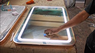 mirror glass led touch sensor installation aluminium frame |3 लाइटिंग सेंसर मिरर गिलास बनाना सीखें|