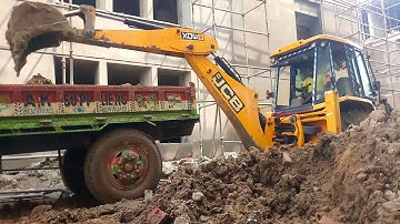 Jcb 3dx backhoe tractor soil loading work||Mahindra 265Di tractor ||komar jcb channel ||