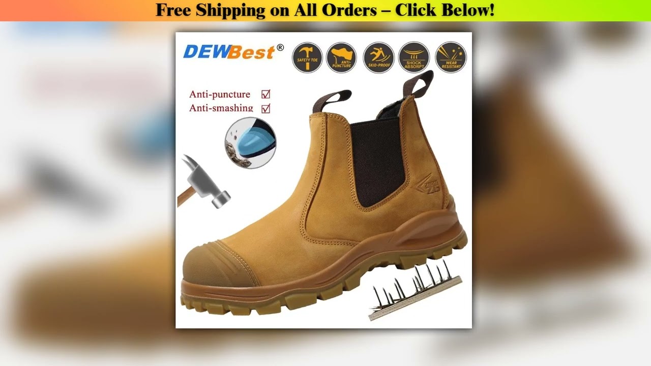 Men's anti-smash and anti-puncture European standard steel-toed safety boots cowhide high-top work