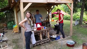 Biochar Cook Stove -  Built by students during a PDC by Rakesh Rootsman Rak - Hungary 2017