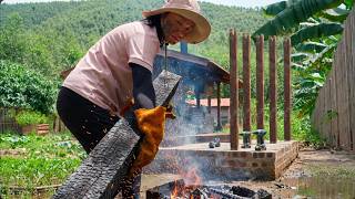 Building a Wooden Shelter & Catch & Cook Fish with My Dogs | Off Grid Forest Life