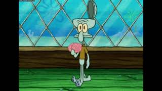 Squidward throwing his brain in the trash