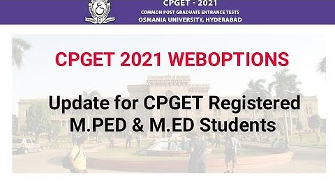 #thanya2guide_cpget | M.Ed | M.P.Ed counselling dates | Weboptions
