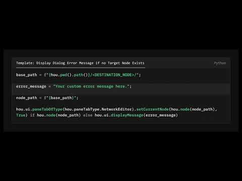 Houdini Button Callback | Display Dialog Error Message if no Target Node Exists