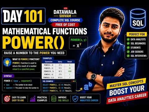 Day 101 | SQL POWER() Function Explained | Mathematical Functions | SQL Full Course