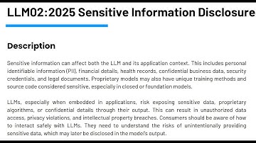 [閒聊系列] LLM02: 2025 Sensitive Information Disclosure