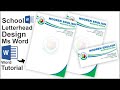 School Letterhead Design in Ms Word Tutorial ! Letterpad Design