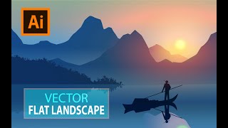 Vector flat nature landscape in Adobe Illustrator CC.