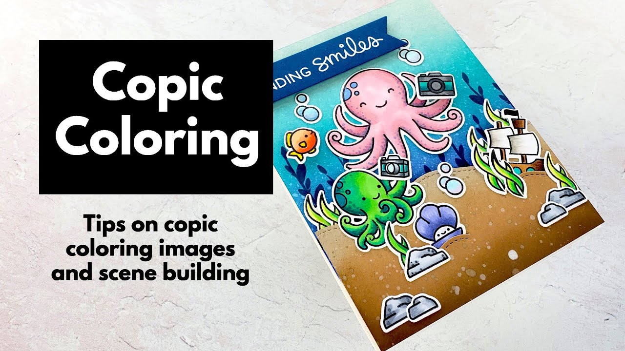 Copic Coloring Underwater Scene | Lawn Fawn - YouTube